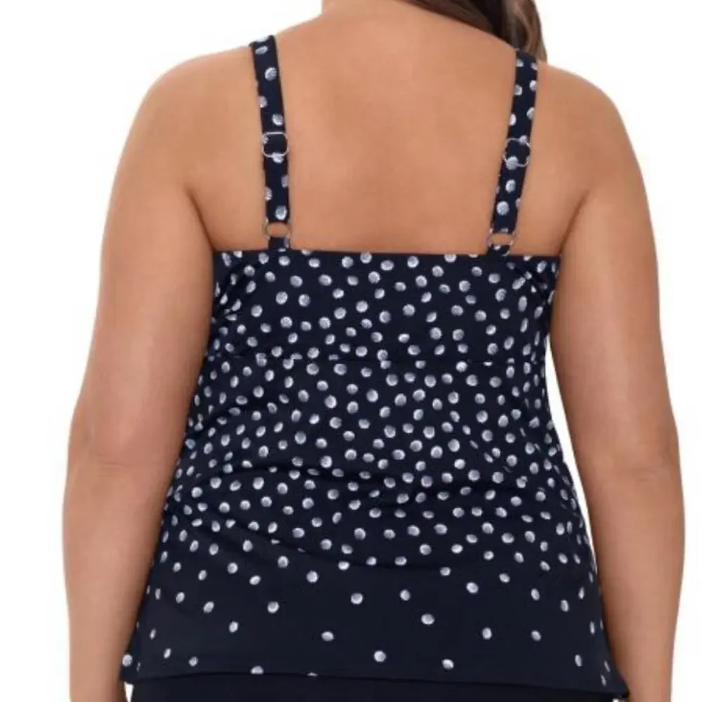 Swim Solutions Polka Dot Tiered Tankini Swim Top